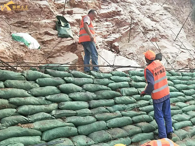 Stacking Geotextile Bag In Progress Stacking Geotextile Bag In Progress