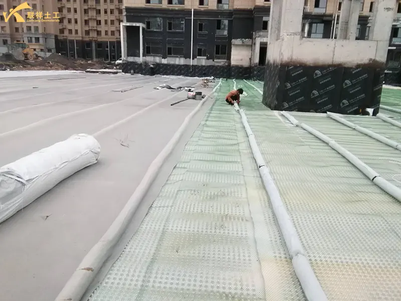 Garage Roof Greening Drainage System Under Construction Garage Roof Greening Drainage System Under Construction