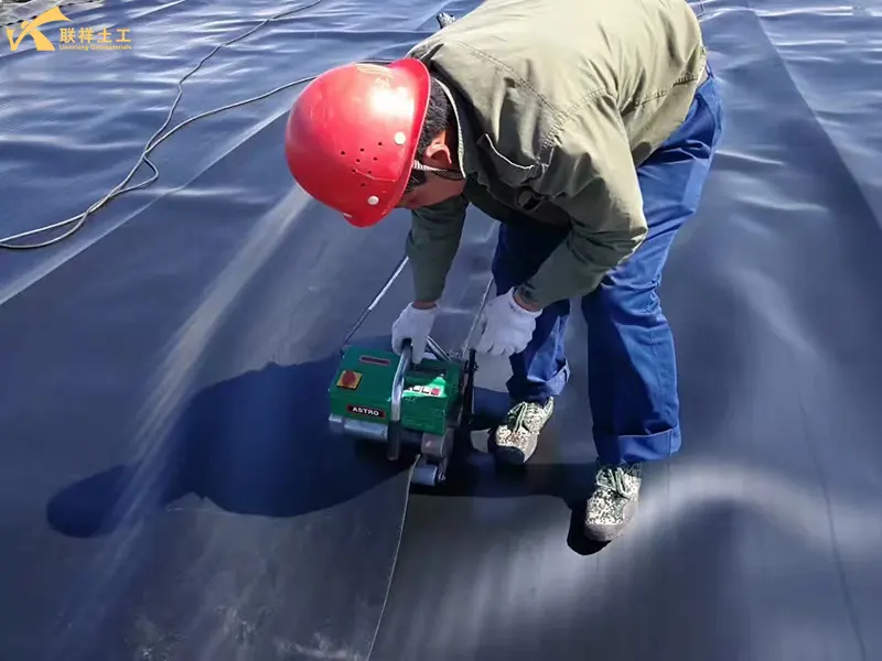 Welding of the Geomembrane for Lotus Pond Aquaculture