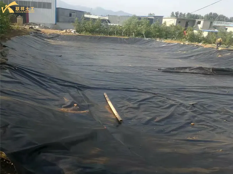 Pond Geomembrane Laying in Progress