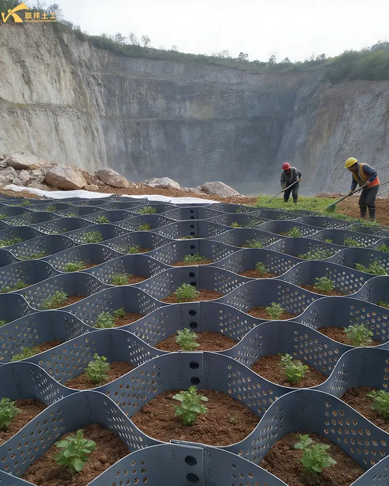 Hdpe Geocells Are Being Planted with Vegetation Hdpe Geocells Are Being Planted with Vegetation