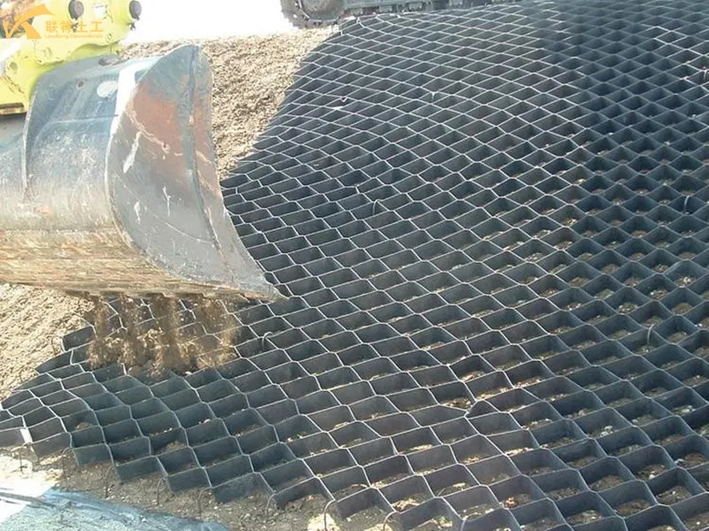 After the Geocells Are Anchored, They Are Filled with Planting Soil