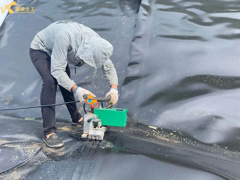 Geomembrane Repair Work in Lotus Pond